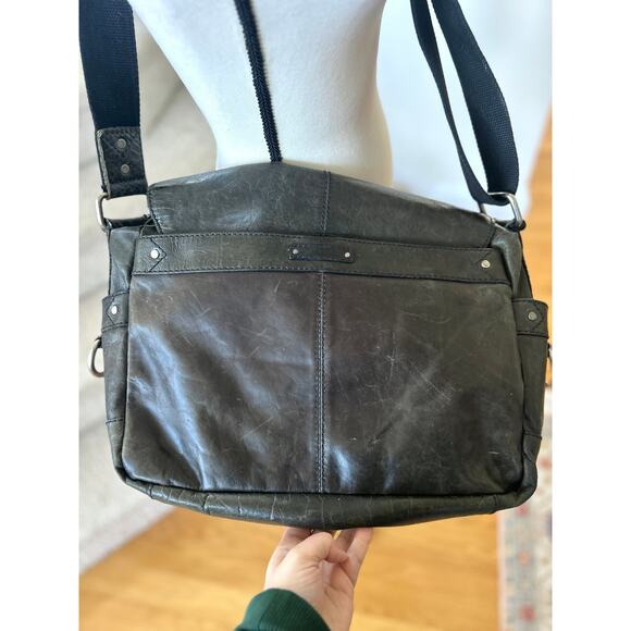 Fossil Deep Olive Green Leather Crossbody Messenger Bag - Picture 2 of 14